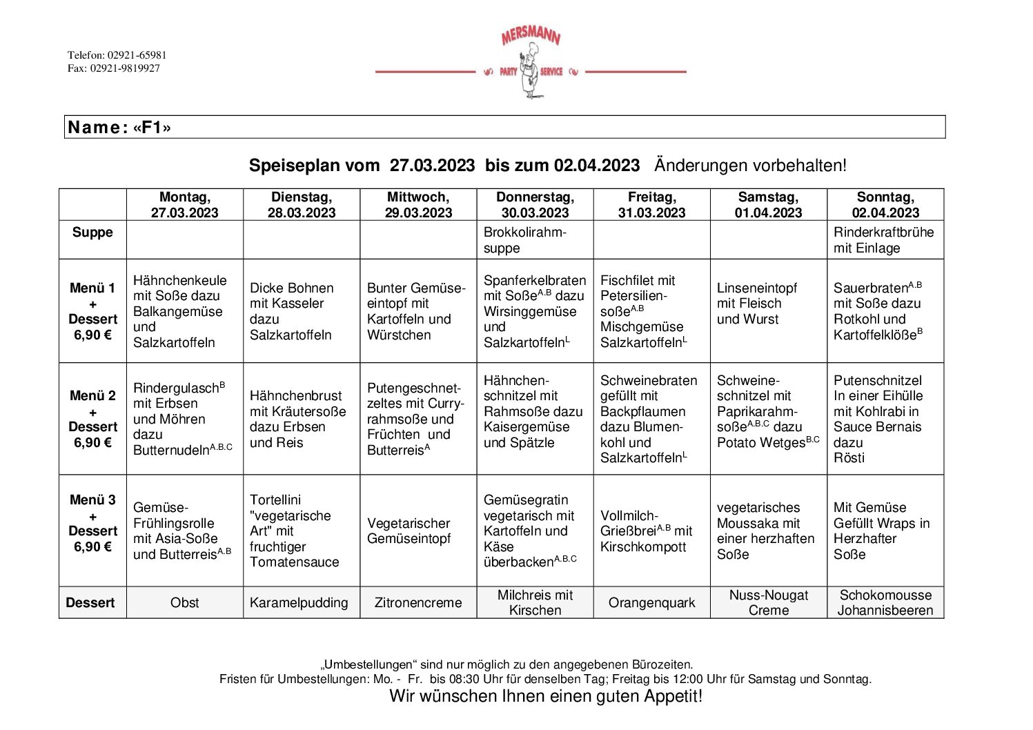 Speiseplan